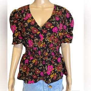 Rabbit Rose floral blouse size XL